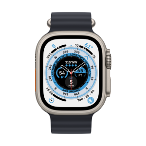 Apple Watch Ultra GPS + Cellular, 49mm Titanium Case with Midnight Ocean Band (MQFK3B/A)