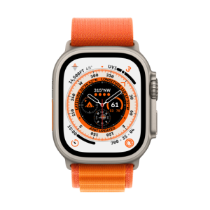 Apple Watch Ultra GPS + Cellular, 49mm Titanium Case with Orange Alpine Loop - Medium (MQFL3B/A)