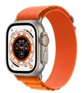 Apple Watch Ultra GPS + Cellular, 49mm Titanium Case with Orange Alpine Loop -ÊSmall